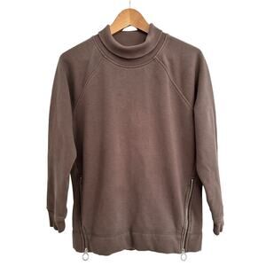 Athleta women's size Small Coffee House Cozy Karma Side Zip Funnel Neck Top